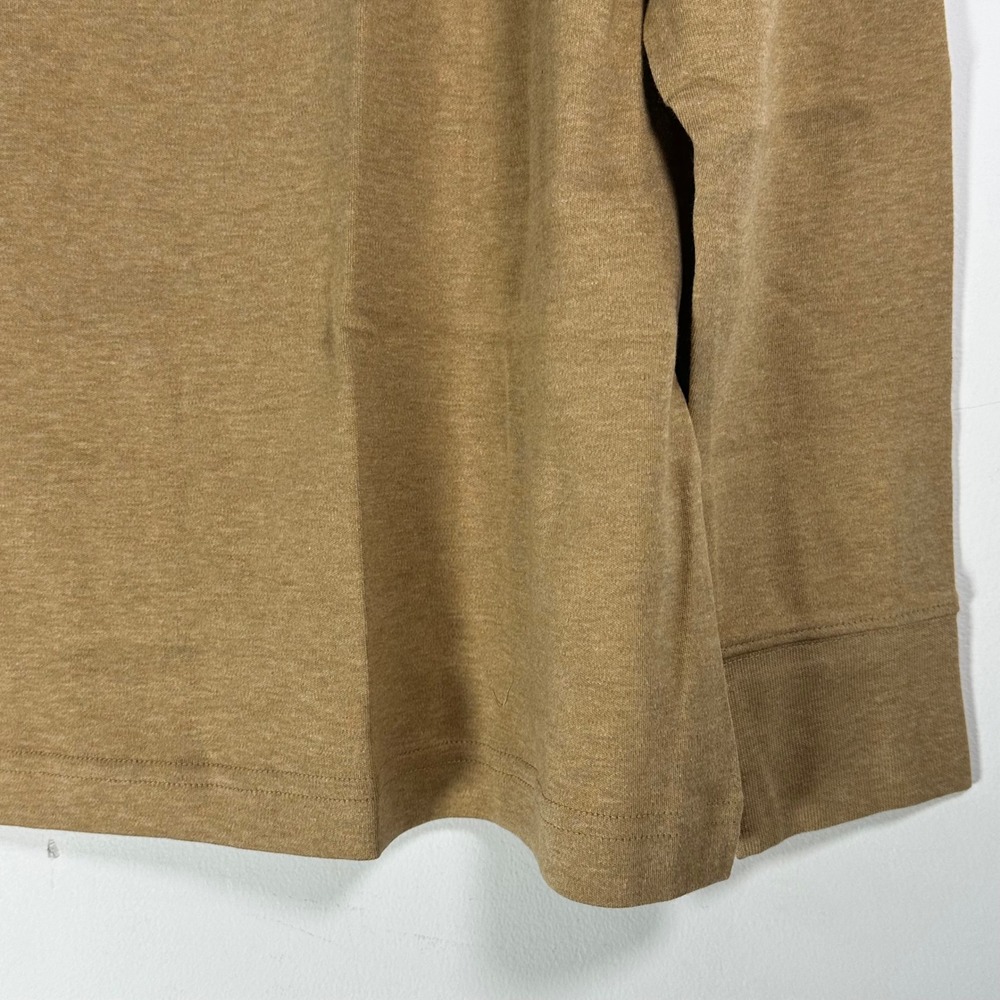 Lands End Mens Relaxed Mock Neck Long Sleeve Shirt Camel Brown Heather L/T 14-16 - Picture 4 of 7